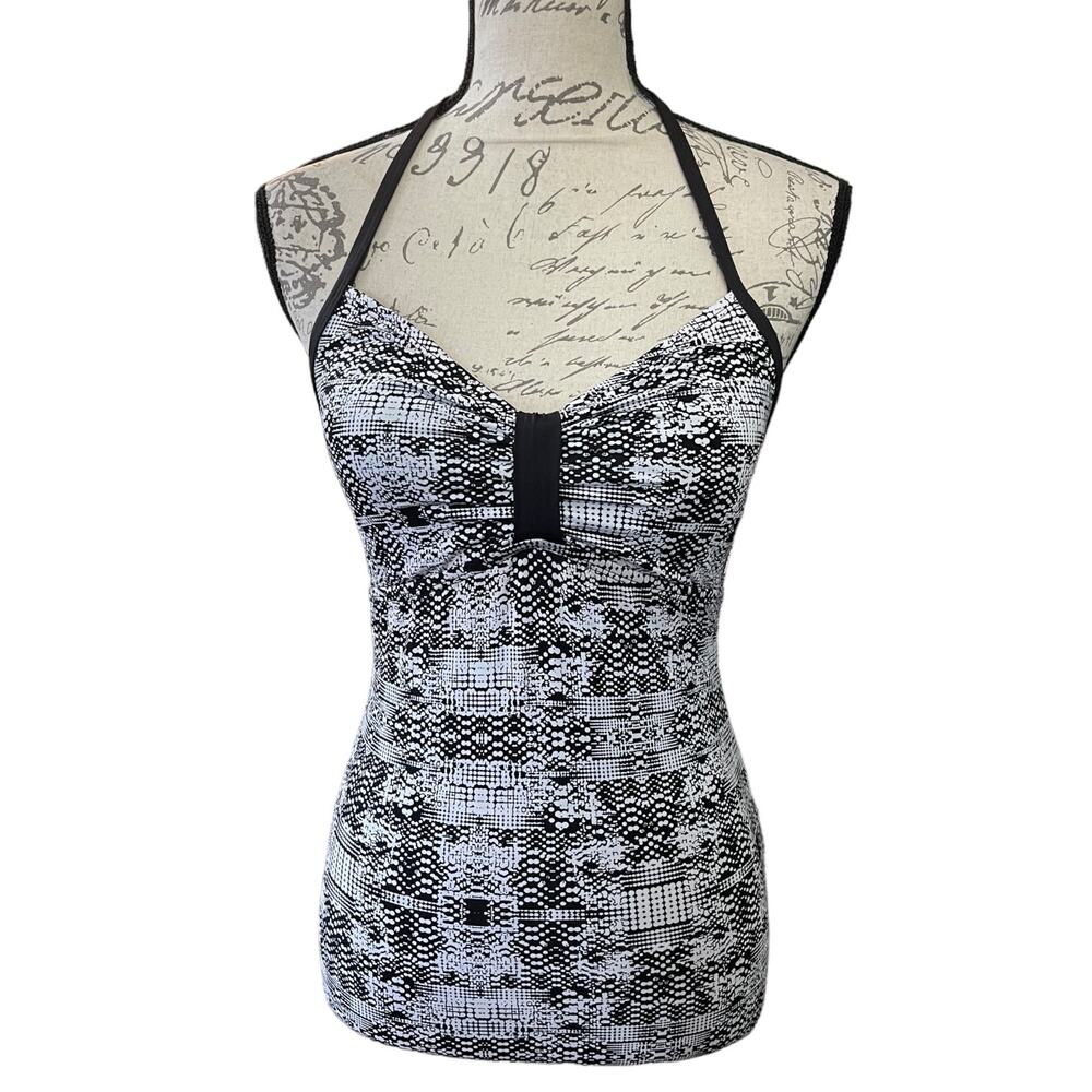 Soybu Watercolors Black White Tankini Top Size X-Small